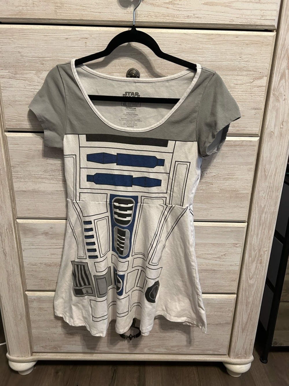 Star Wars R2D2 Mighty Fibe Graphic Tee Skater Dress - White & Gray XL